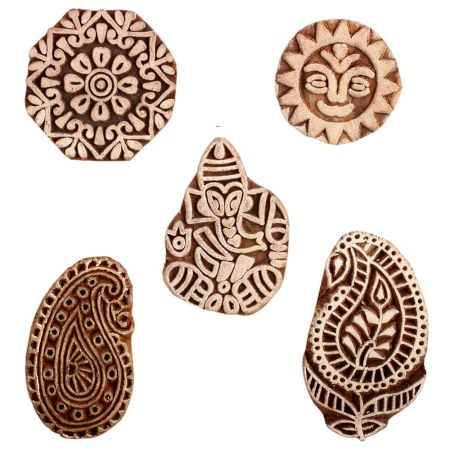 Set of 5 Piece New Mix Wooden Printing Block